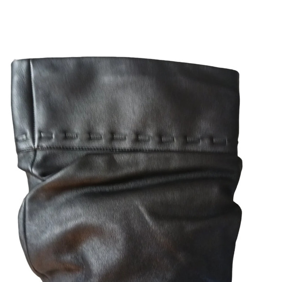 Guess Tall Black Leather Boots Knee High Heeled Boots - Picture 6 of 11